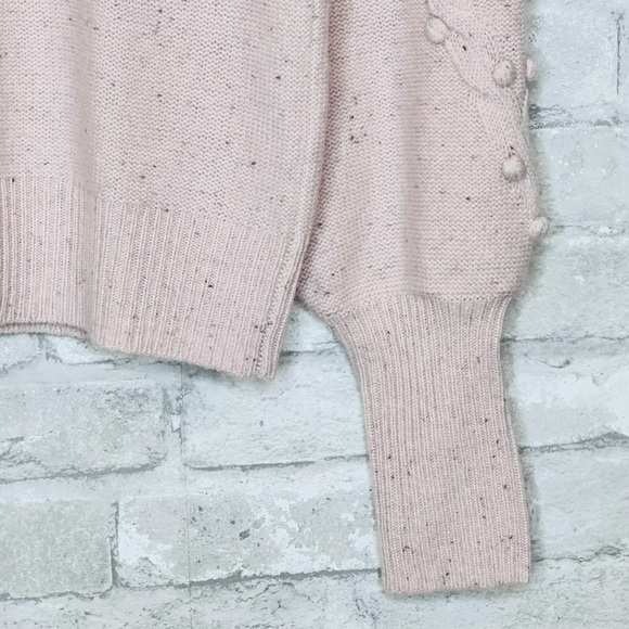 AQUA Cashmere Popcorn Cable Cashmere Sweater Size Medium Heathered Pastel Pink - Picture 4 of 9